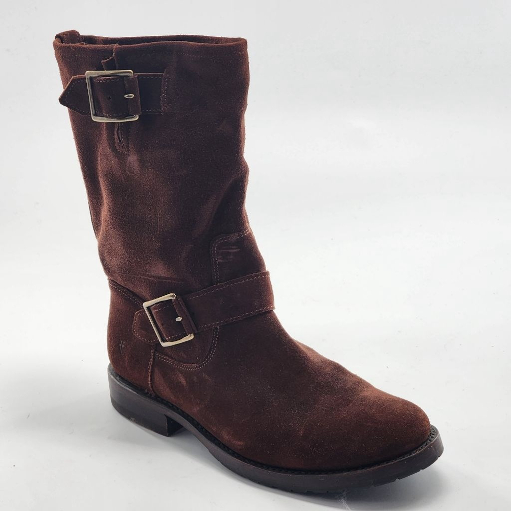 FRYE Natalie Mid Engineer Brown Suede Combat & Moto Boots 7.5 - Picture 3 of 8